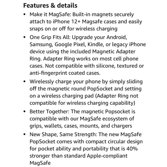 NIB PopSockets Phone Grip, with included MagSafe Adapter Ring - Picture 6 of 8